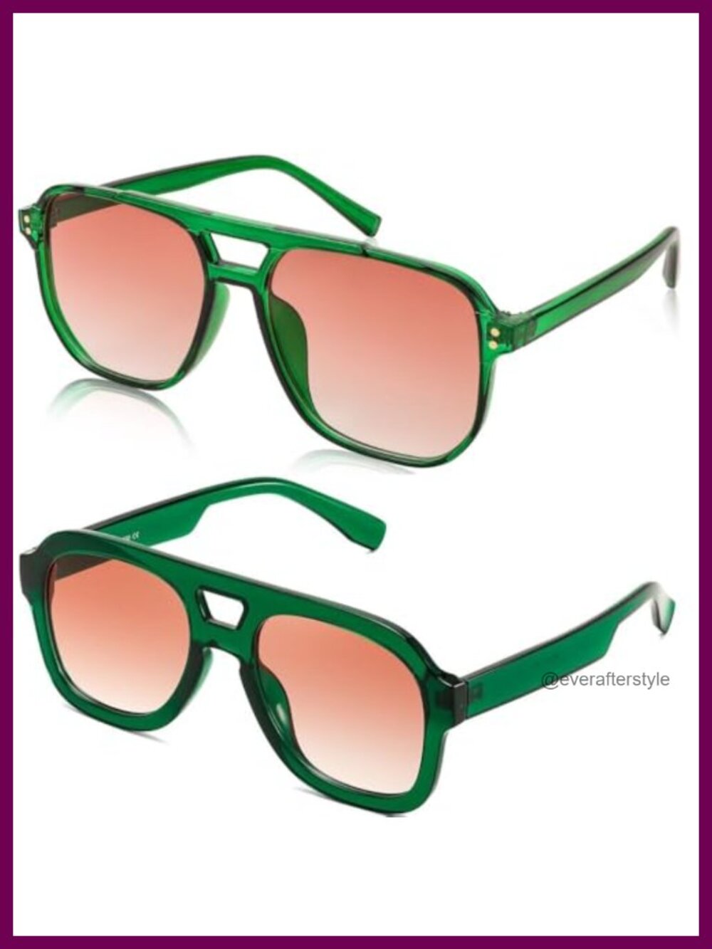 Vintage Aviator Square Sunglasses Full-Frame UV400 Polycarbonate